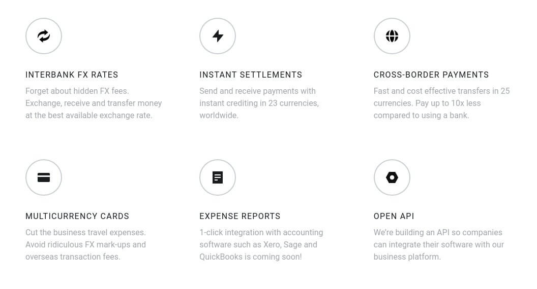 Screenshot der Businessvorteile von Revolut