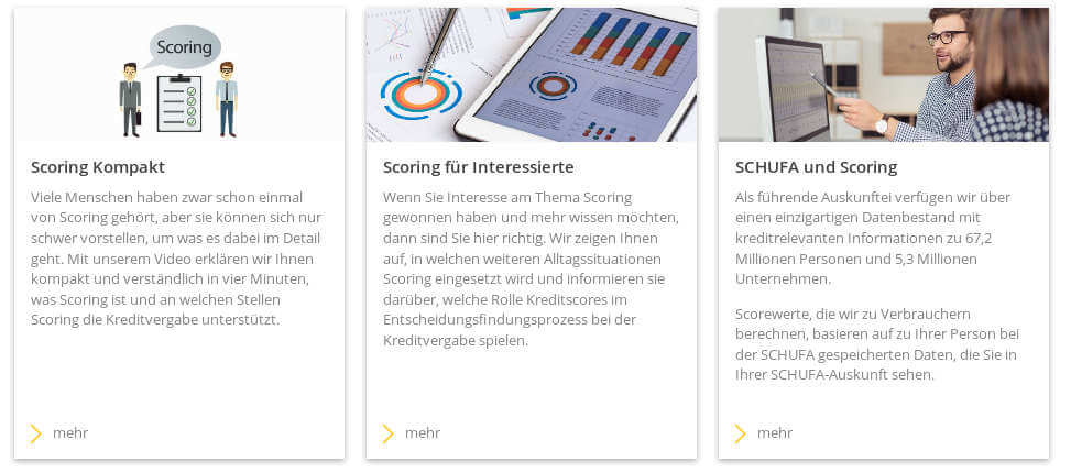 Screenshot der Schufa-Seite zum Thema Scoring