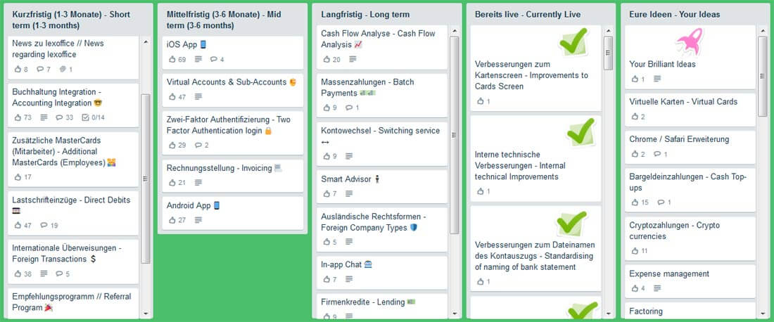 Vorschläge von Kunden in der Product-Roadmap von Penta