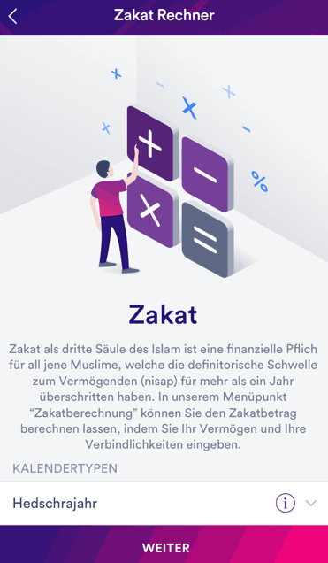 Ein Zakat-Rechner zur Unterstützung Bedürftiger als Feature der Banking-App insha