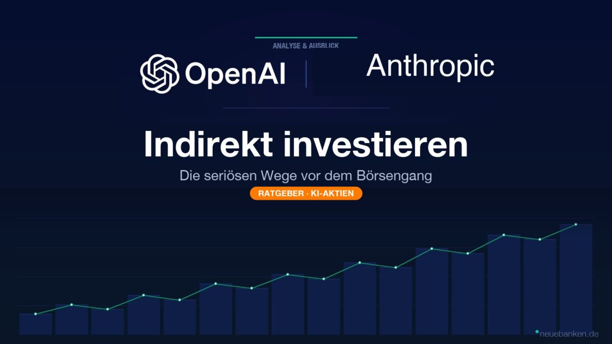 OpenAI- und Anthropic-Logo mit Schriftzug Indirekt investieren, Ratgeber zu KI-Aktien vor dem Börsengang