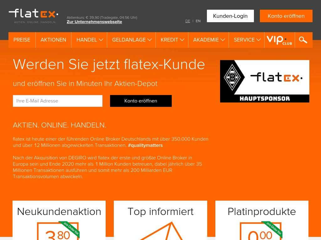 flatex iPad Screenshot